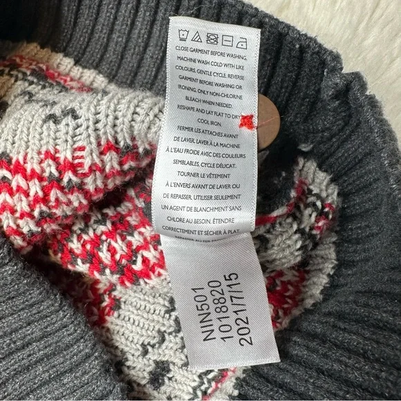 Hatley Sweater Buttoned Festive Red/White/Grey Size 6 - Picture 7 of 16